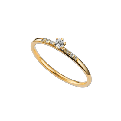 Anel Solitário de Diamantes em Ouro Amarelo, 6 Garras - FAUVETTE Diamantes