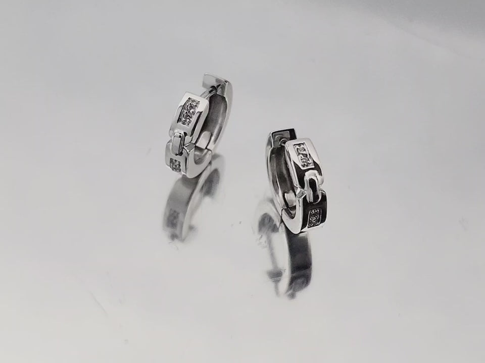 Brinco Argola de Diamantes Ouro Branco - CHAIN
